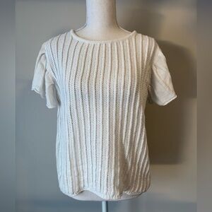 Simons Importation d’Italie Crochet Top M/L | White | Ruffle Flutter Sleeves